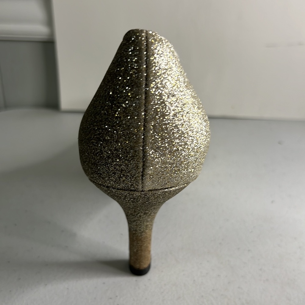 Gold Sparkle Peep Toe heels pumps for women Easy Street 12M - Picture 7 of 11